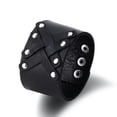 thumbnail image 1 of QQTDFG Leather Bracelet Handmade Black 9 Inches 19MM Button Clasp L506-default, 1 of 1