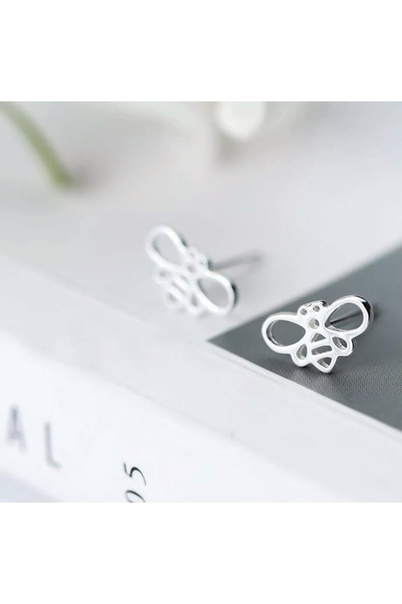 Lovely Bee 925 Sterling Silver Stud Earrings A1285-default