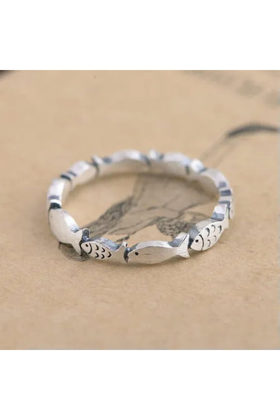 Lovely Fish 925 Sterling Silver Thin Band Ring A3192-7.5