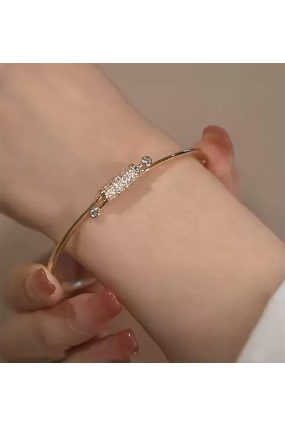 Luxury 925 Silver Gold Zircon knot Bangle Cuff Bracelet Women Wedding Jewelry-Gold