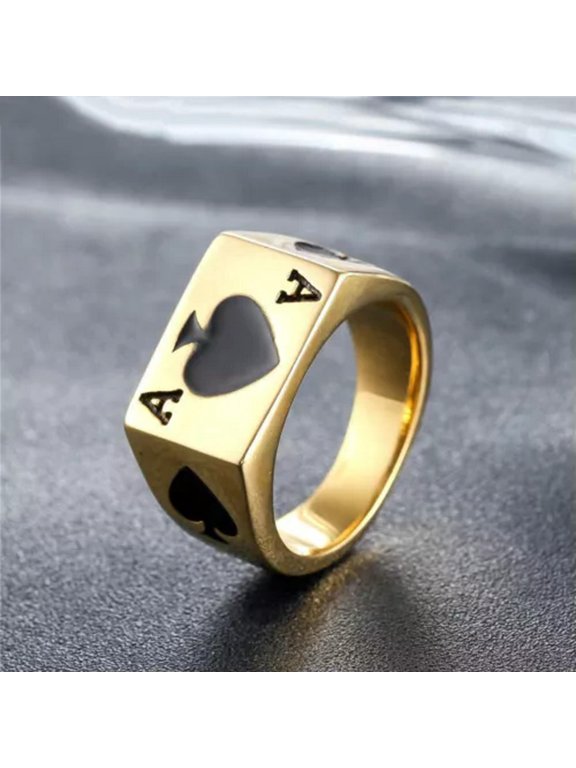 MENDEL Mens Biker Casino Lucky Poker Ring Jewelry Men Stainless Steel Size 7-12-7-#7