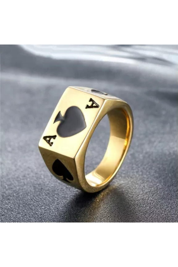 MENDEL Mens Biker Casino Lucky Poker Ring Jewelry Men Stainless Steel Size 7-12-7-#7