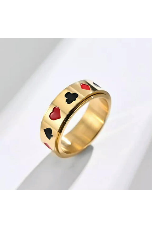 MENDEL Mens Biker Casino Lucky Poker Ring Jewelry Men Stainless Steel Size 7-12-8-#5