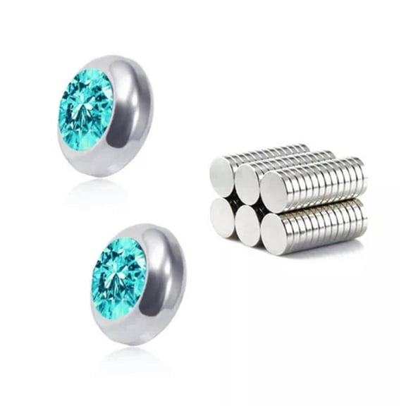 QQTDFG Magnetic Stainless Steel CZ Earrings Big Large Cubic Zirconia Clip On No Hole-#2
