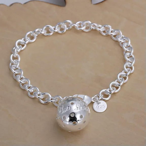 QQTDFG Many Types 925Sterling Silver Women's Fashion Accessories Chains Bracelet 8" -Heart Bracelet-H223