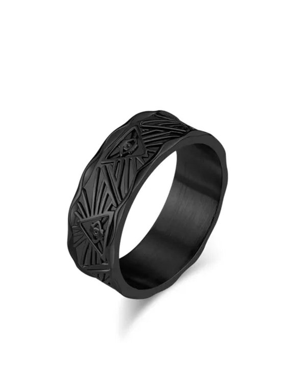 Men Ancient Egyptian Eye of Ra horus Ring Ankh Stainless Steel Band Punk Gfit-9-Black
