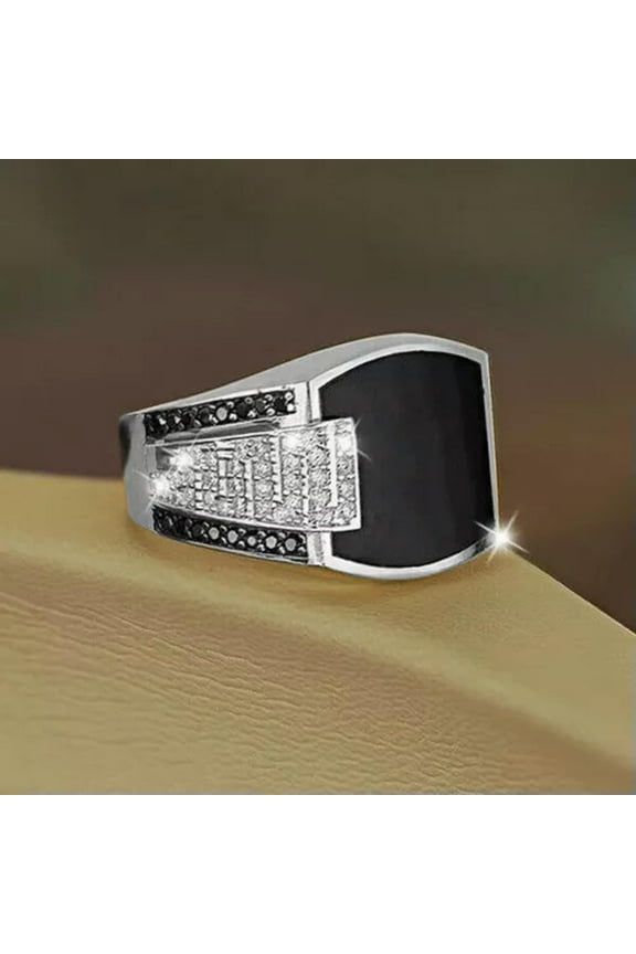 Men Fashion 925 Silver Party Rings Cubic Zirconia Wedding Gift Jewelry Size 6-14-Silver-10