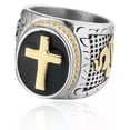 thumbnail image 1 of QQTDFG Men Holy Cross Ring Stainless Steel Prayer Hand Christian Band Enamel Gift-Gold-7, 1 of 8