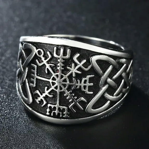 QQTDFG Men Silver Knot Stainless Steel Viking Ring Band Jewelry Size 7-13-Silver-11