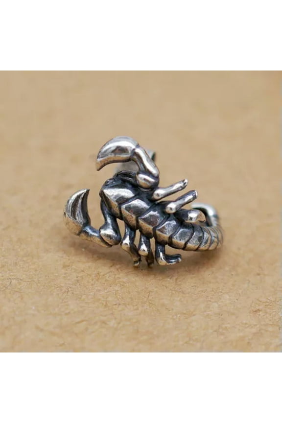 Men Sterling Silver Biker Scorpion Stud Earring A4301-1 single earring (1 piece)