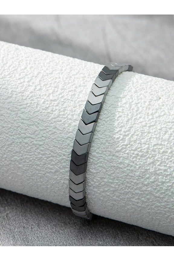 Men Two Tone Arrow Shaped Beaded Bracelet Women Bracelet Stackable Bracelet-default