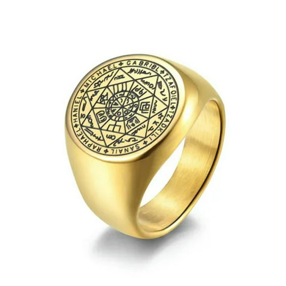 QQTDFG Men Women Fashion Silver Gold Stainless Steel Star of David Ring Band Size 7-12-Gold-7