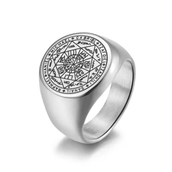 QQTDFG Men Women Fashion Silver Gold Stainless Steel Star of David Ring Band Size 7-12-Silver-12