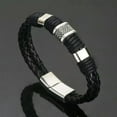 thumbnail image 1 of QQTDFG Men Women Leather Titanium Steel Magnetic Braided Clasp Bracelet Bangle Jewelry-Black, 1 of 8