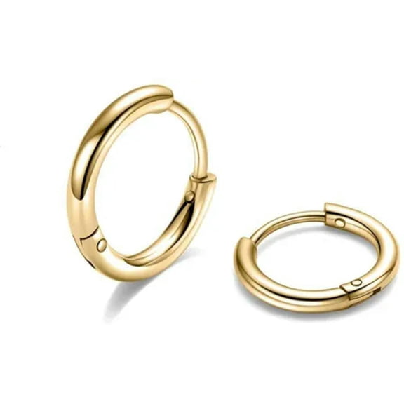QQTDFG Men Women Small Stainless Steel Hoop Earrings Cartilage Nose Ring Piercing 6mm-Gold-8MM