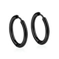 thumbnail image 1 of QQTDFG Men Women Stainless Steel Huggie Hoop Earrings Cartilage Lip Piercing Nose Hoop-Black-20mm, 1 of 9