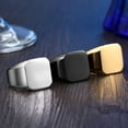 thumbnail image 1 of QQTDFG Men Women Stainless Steel Square Shape Signet Simple Wedding Statement Ring-Shape G-Black-13, 1 of 4