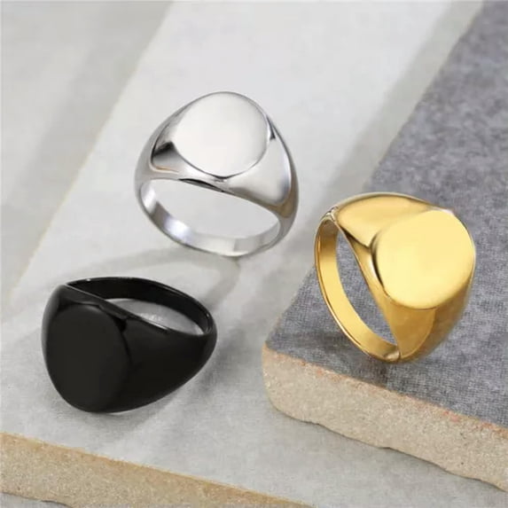 QQTDFG Men Women Stainless Steel Square Shape Signet Simple Wedding Statement Ring-Shape K-Silver-12