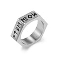 thumbnail image 1 of QQTDFG Men Women Viking Ring Stainless Steel Hexagon Norse Raven Runes Band Size 7-13-Silver-7, 1 of 7