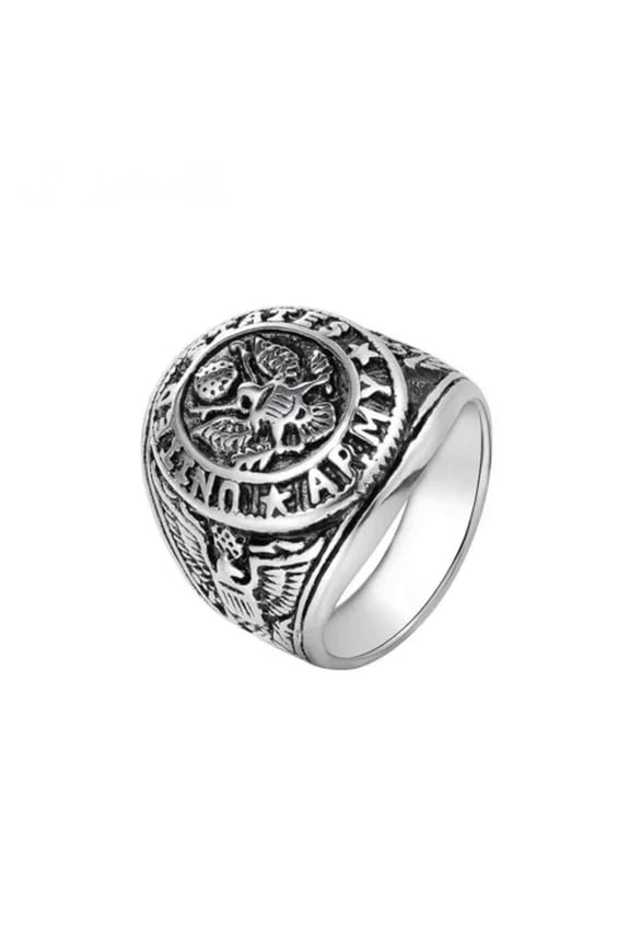 Men's Stainless Steel Domineering Vintage United States Army Ring Gift-Silver-7