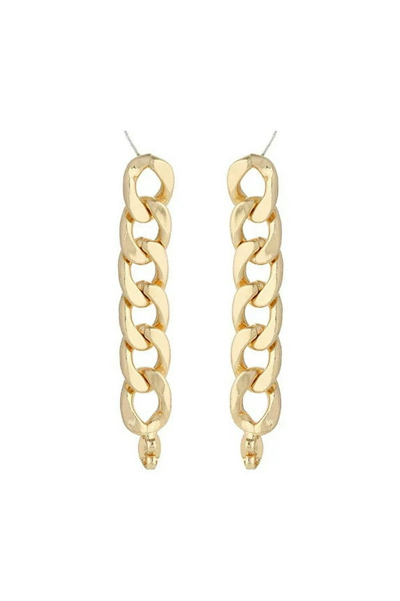 Men's Women Punk Gothic Golden Metal Cuban Link Chain Earrings Stud Drop Dangle-default