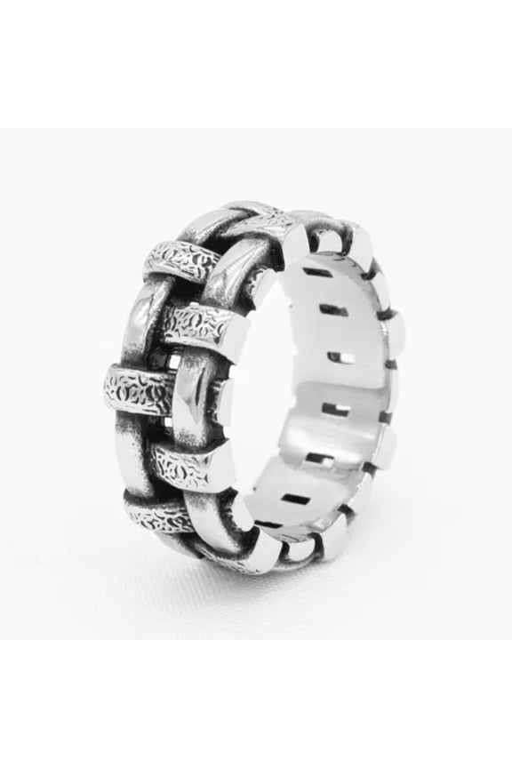 Mens Braided Ring Stainless Steel Cross Weave Friend Gift For Boyfriend Husband-12