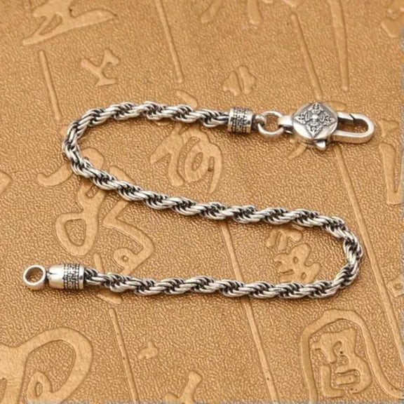 QQTDFG Mens Buddhism Vajra Dorje Clasp Vintage 925 Sterling Silver Bracelet A2024-7" - 18cm