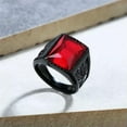 thumbnail image 1 of QQTDFG Mens Stainless Steel Red Black Stone Marijuana Leaf Ring Band Size 7-13-Black Red-10, 1 of 7
