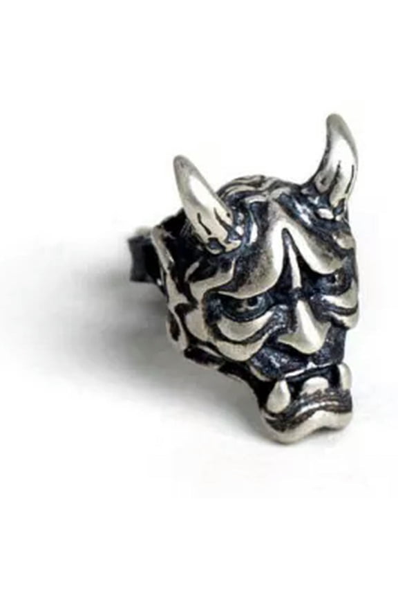 Mens Sterling Silver 925 Biker Devil Demon Stud Earring A4246-1 single earring (1 piece)