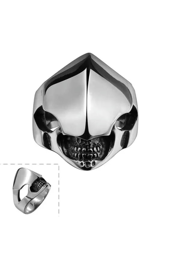 Mens Unisex Stainless Steel Ring Shield Alien Teeth Silver L69-9