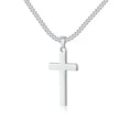 thumbnail image 1 of QQTDFG Mens Women Cross Necklace Stainless Steel Silver Pendant Cuban Chain 16"-30"-S (1.1"*0.59")-22 inch, 1 of 9