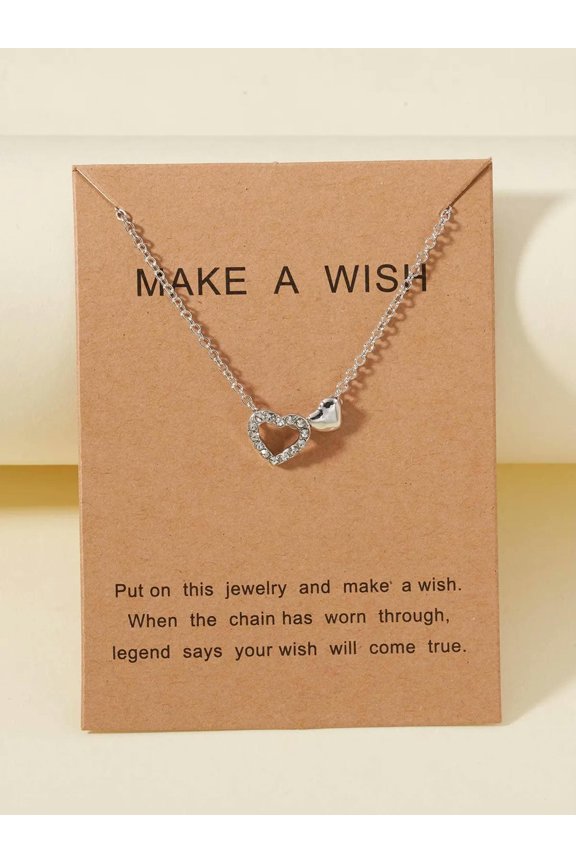 Mini Rhinestone Heart Charm Necklace Jewelry for Women Gift for Her Necklace-default