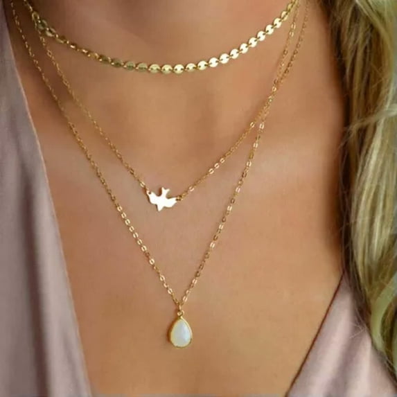 QQTDFG Multi-layer Long Chain Pendant Crystal Choker Women Necklace Boho Jewelry Gifts-#2