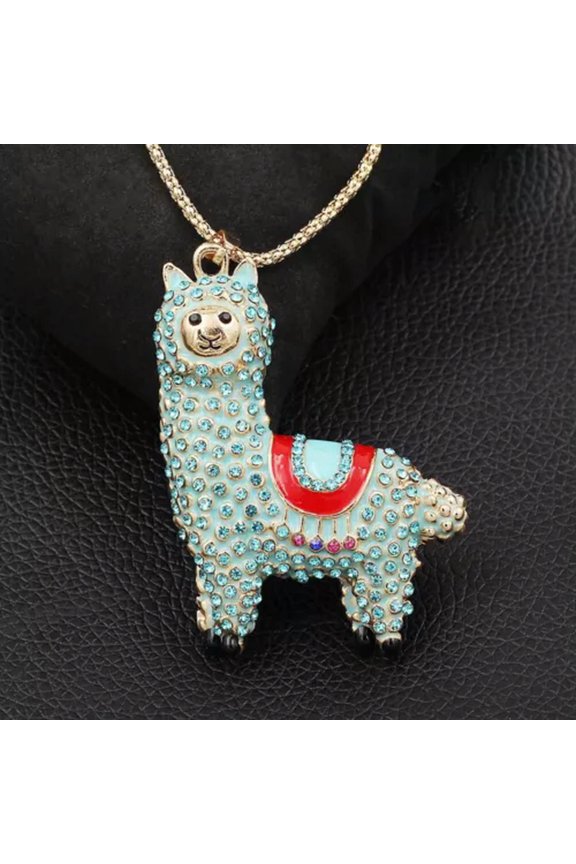 Multicolor Crystal Enamel Alpaca Pendant Sweater Chain Fashion Women Necklace-multicolor- 1