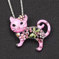 thumbnail image 1 of QQTDFG Multicolor Enamel Crystal Flower Cat Kitten Pendant Chain Women Necklace/Brooch-Pink, 1 of 5
