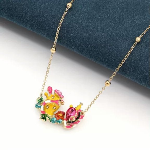 QQTDFG Multicolour Crystal Enamel Snake Cactus Branch Pendant Choker Chain Necklace,-Multicolour 3