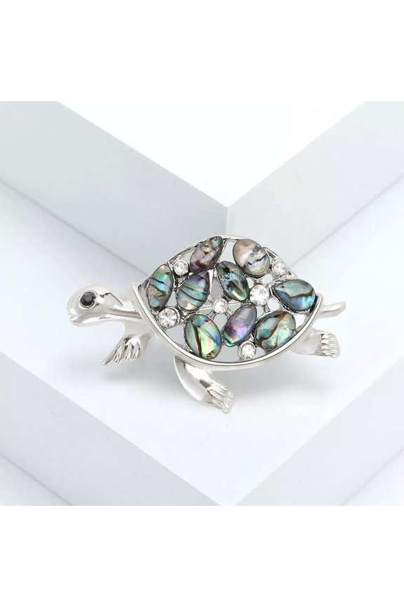 Natural Ablone White shell Tortoise Pendant Brooch Elegant Amulet-default