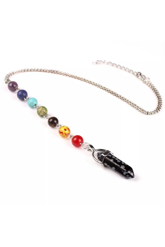 Natural Snowflake Obsidian GemStone Pendulum Chakra Necklace Gemstone Wholesale-default