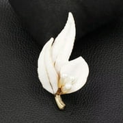QQTDFG New Fashion Multi-color Enamel Pearl Tree Leaf Charm Brooch Pin Women's Jewelry-White