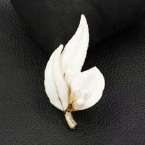 QQTDFG New Fashion Multi-color Enamel Pearl Tree Leaf Charm Brooch Pin Women's Jewelry-White