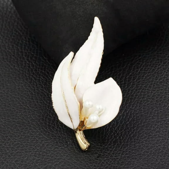 QQTDFG New Fashion Multi-color Enamel Pearl Tree Leaf Charm Brooch Pin Women's Jewelry-White