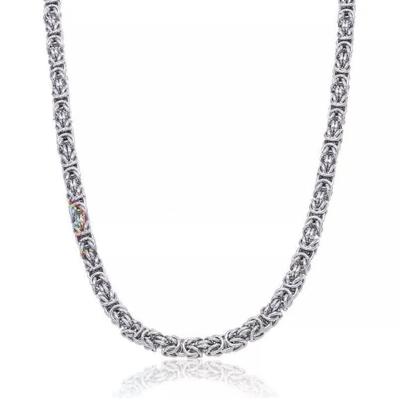 QQTDFG New Men Jewelry Stainless Steel 8mm 24" Silver Round Byzantine Chain Necklace-default