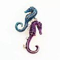 thumbnail image 1 of QQTDFG New Multi-Color Crystal Enamel Rhinestones Sea Horse Seahorse Animal Brooch Pin-Blue & Purple, 1 of 2