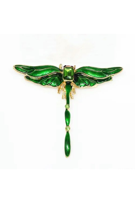 New Purple & Green Enamel Dragonfly Brooch Women Insects Wedding Banquet Pins-Green