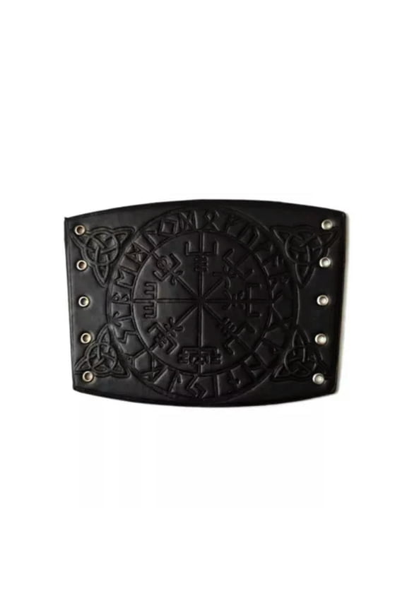 Nordic Viking Odin Symbol Bracelet Leather Cuff Bangle Wrist Bracelet-black