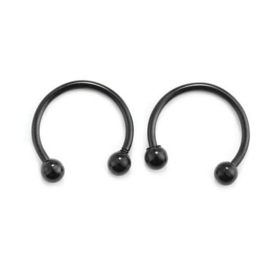 QQTDFG Nose Septum Ring Lip Nipple Eyebrow Lobe Rings Horseshoe Ear Piercings Hip Hop-Black 12mm