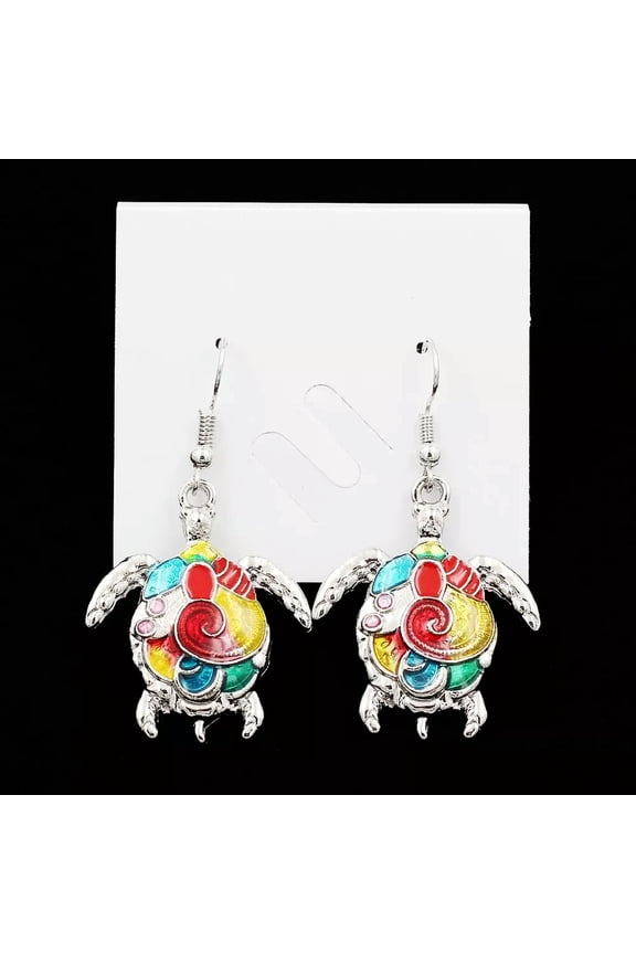 Ocean Dangle Gifts for Women Jewelry Enamel Sea Turtle Floral Tortoise Earrings -default