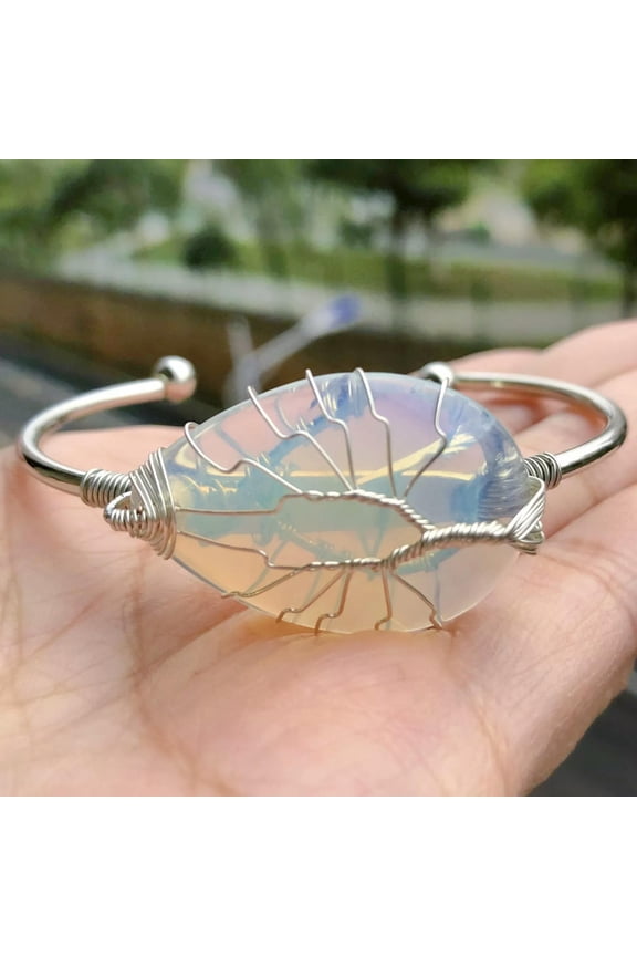 Opal Gems Stone Water-drop bangle bracelet Reiki Healing Balancing Amulet-default