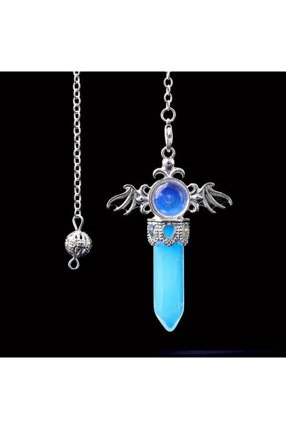 Opalite Gems Angel Wings Pendulum Necklace Magic Reiki Healing Amulet-default