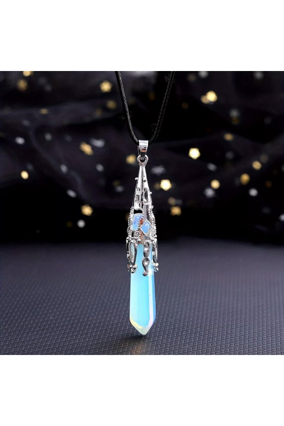 Opalite Gems Dowsing Pendulum Necklace Magic Reiki Healing Amulet-default